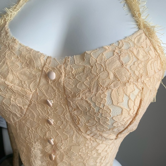 Butter Yellow Lace Halter Corset Top Sexy Feminine Camisole - Picture 2 of 5